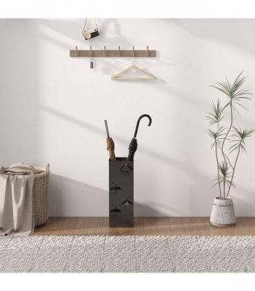 HOMCOM Decorative Umbrella Holder w/ Drip Tray 4 Hooks for Entryway Black