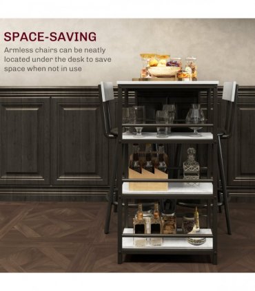 Elegant Light Grey Dining Set - Space-Saving Table and Chairs