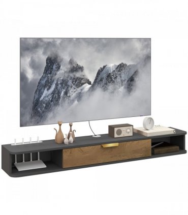 HOMCOM 140 cm Floating TV Unit with Storage Entertainment Media Console Grey