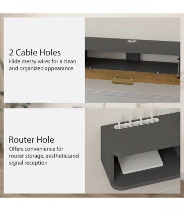 HOMCOM 140 cm Floating TV Unit with Storage Entertainment Media Console Grey