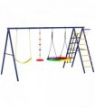 AIYAPLAY 6 in 1 Kids Swing Set with 3 Swings, Climbing Net and Ladder