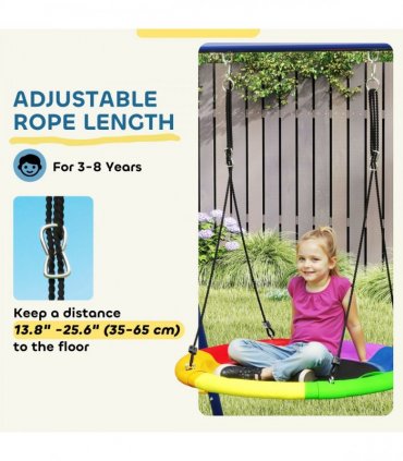 AIYAPLAY 6 in 1 Kids Swing Set with 3 Swings, Climbing Net and Ladder