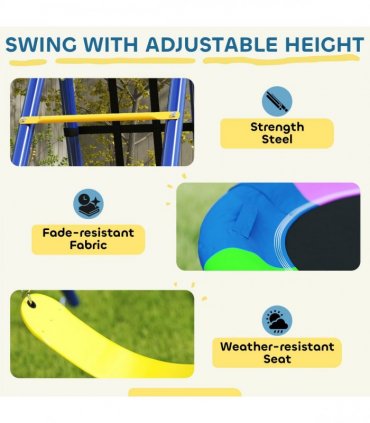 AIYAPLAY 6 in 1 Kids Swing Set with 3 Swings, Climbing Net and Ladder