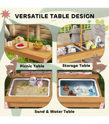 AIYAPLAY Kids Picnic Table, Wooden Children Garden Table and Bench Set, Pink