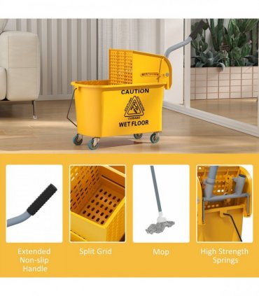 Efficient 20L Mop Bucket with Side Press Wringer for Optimal Cleaning