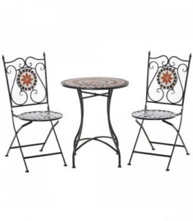 Elegant 3-Piece Bistro Set with Mosaic Design for Outdoor Spaces