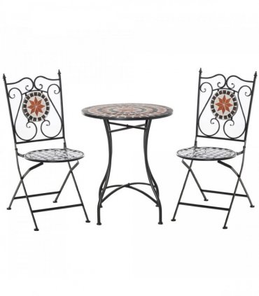 Elegant 3-Piece Bistro Set with Mosaic Design for Outdoor Spaces