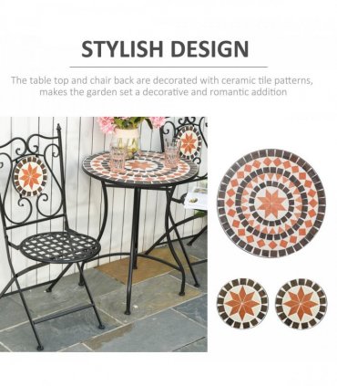 Elegant 3-Piece Bistro Set with Mosaic Design for Outdoor Spaces