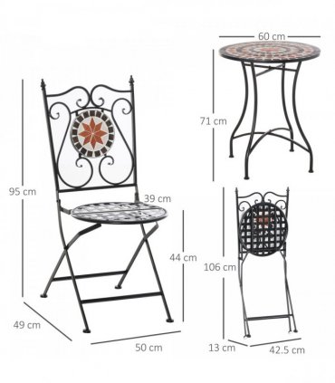 Elegant 3-Piece Bistro Set with Mosaic Design for Outdoor Spaces