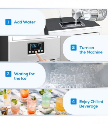 HOMCOM Commercial Ice Maker w/ 4kg Ice Storage for Home Restaurant