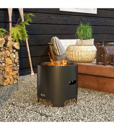 Outdoor Fire Pit with Secondary Combustion System for Clean Burning