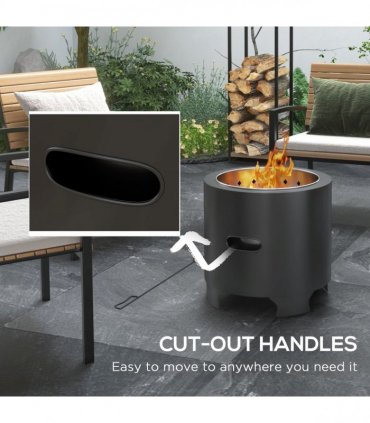 Outdoor Fire Pit with Secondary Combustion System for Clean Burning