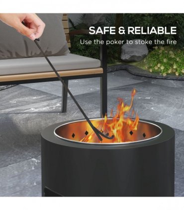 Outdoor Fire Pit with Secondary Combustion System for Clean Burning