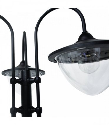 Outsunny 3-head LED Solar Light Lamp Street Light Post with Planter Base, Black