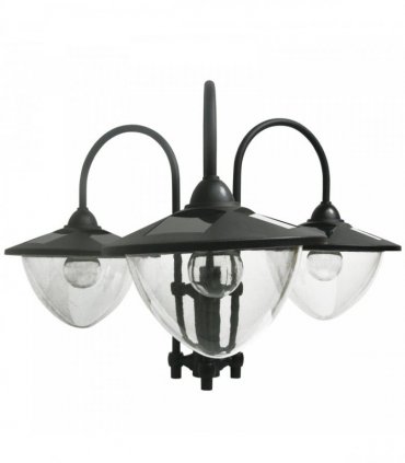 Outsunny 3-head LED Solar Light Lamp Street Light Post with Planter Base, Black