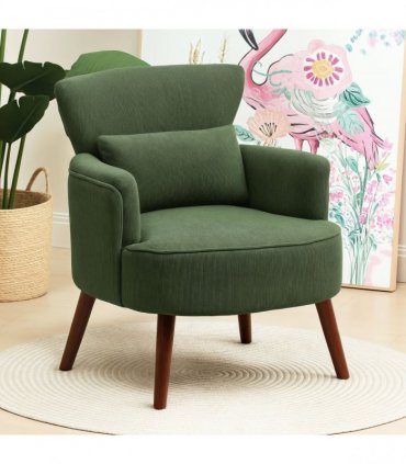 HOMCOM Armchair with Padded Seat and Backrest for Living Room, Green