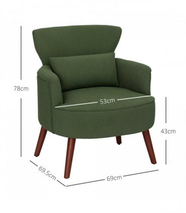 HOMCOM Armchair with Padded Seat and Backrest for Living Room, Green