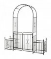 Outsunny Metal Garden Arbor Arch Gate w/ 2 Side Planter Boxes & Vine Frame