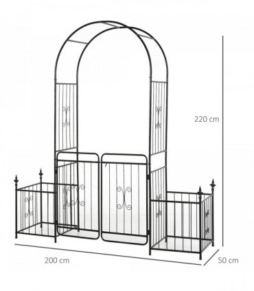 Outsunny Metal Garden Arbor Arch Gate w/ 2 Side Planter Boxes & Vine Frame