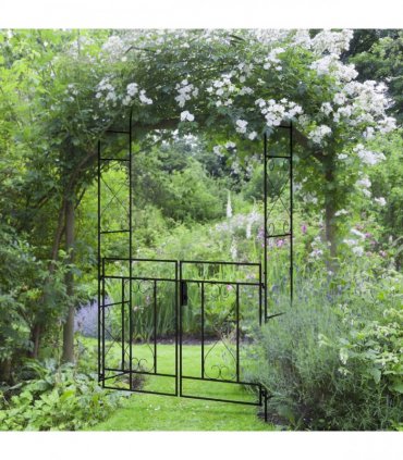 Outsunny Metal Garden Arch with Double Gate, Garden Arbor Climbing Plants