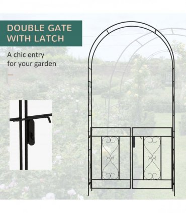 Outsunny Metal Garden Arch with Double Gate, Garden Arbor Climbing Plants