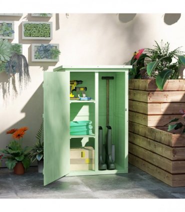 Outsunny Garden Shed Outdoor Tool Storage w/ 2 Shelves 75 x 56 x115cm Green