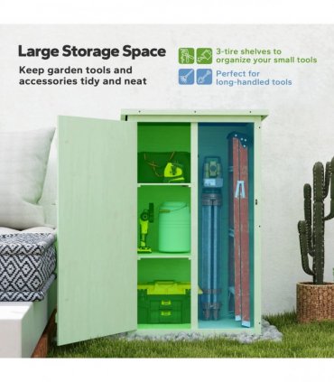 Outsunny Garden Shed Outdoor Tool Storage w/ 2 Shelves 75 x 56 x115cm Green