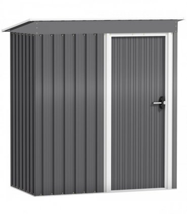 Outsunny 5 x 3ft Garden Storage Shed Sliding Door Sloped Roof Tool, Grey