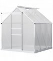 Outsunny Polycarbonate Walk-in Garden Greenhouse w/ Sliding Door Silver Tone