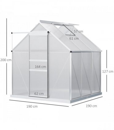 Outsunny Polycarbonate Walk-in Garden Greenhouse w/ Sliding Door Silver Tone