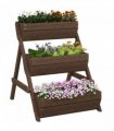 Outsunny 3 Tier Raised Garden Bed Wooden Elevated Planter Box Kit, Tan