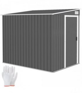 Outsunny 7 x 5FT Garden Shed w/ Foundation Lean to Metal Tool Shed Dark Grey