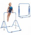 HOMCOM Kids Gymnastic Bar w/ Adjustable Height, Foldable Training Bar - Blue