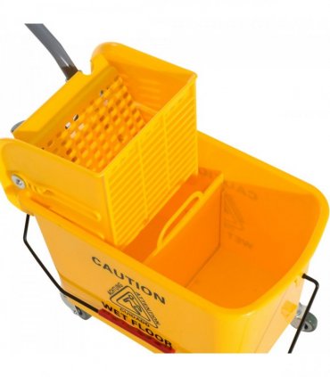 HOMCOM 20L Mop Bucket with Wringer Handle on Wheels for Cleaning Yellow