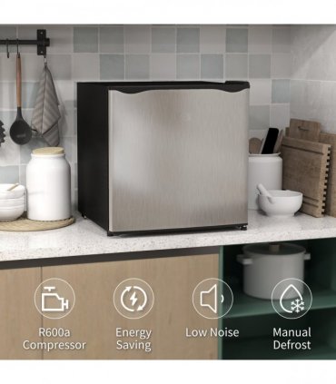 HOMCOM 35L Tabletop Freezer with Adjustable Temperature Wire Shelf Silver