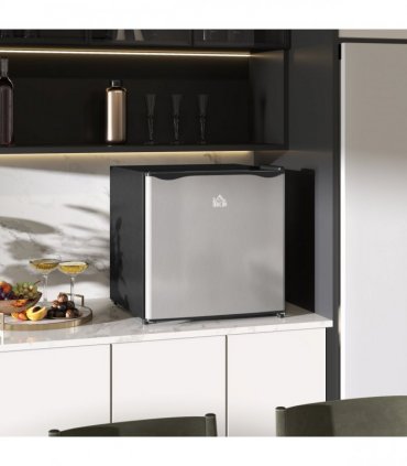 HOMCOM 46L Counter Top Fridge with Chiller Box Mini Fridge for Bedrooms Silver