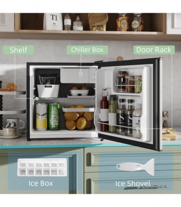 HOMCOM 46L Counter Top Fridge with Chiller Box Mini Fridge for Bedrooms Silver