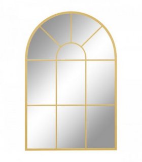 HOMCOM Modern Arched Window Wall Mirror for Bedroom, 91x60cm, Gold Tone