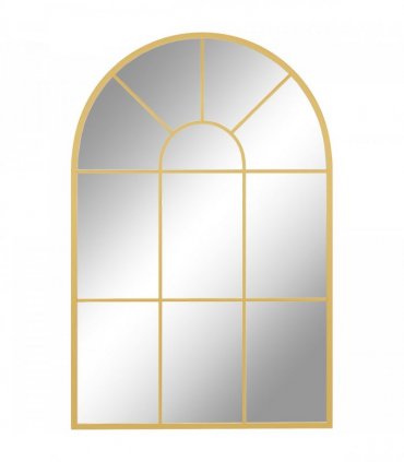 HOMCOM Modern Arched Window Wall Mirror for Bedroom, 91x60cm, Gold Tone