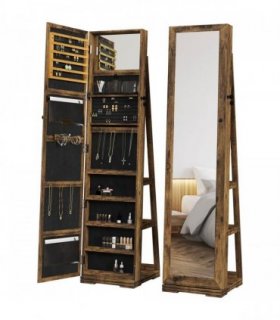 HOMCOM Jewelry Cabinet Full Length Mirror Swivel Lockable Jewelry Organiser