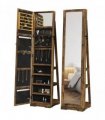 HOMCOM Jewelry Cabinet Full Length Mirror Swivel Lockable Jewelry Organiser