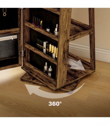 HOMCOM Jewelry Cabinet Full Length Mirror Swivel Lockable Jewelry Organiser