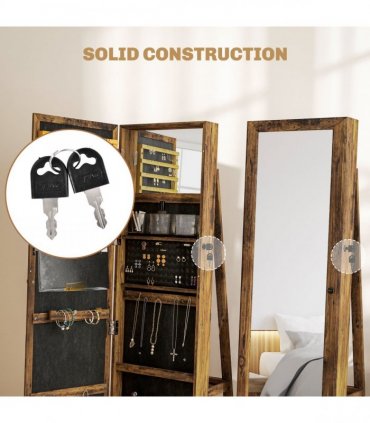 HOMCOM Jewelry Cabinet Full Length Mirror Swivel Lockable Jewelry Organiser