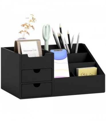 HOMCOM Organiser Holder Multi-Function Storage Caddy Drawers Black