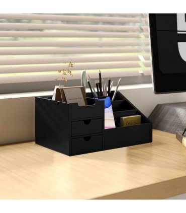 HOMCOM Organiser Holder Multi-Function Storage Caddy Drawers Black