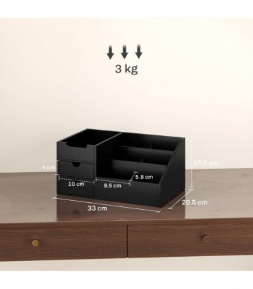 HOMCOM Organiser Holder Multi-Function Storage Caddy Drawers Black