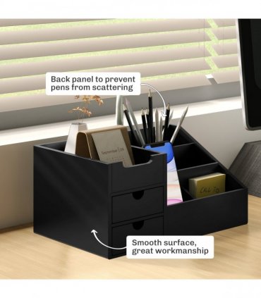 HOMCOM Organiser Holder Multi-Function Storage Caddy Drawers Black