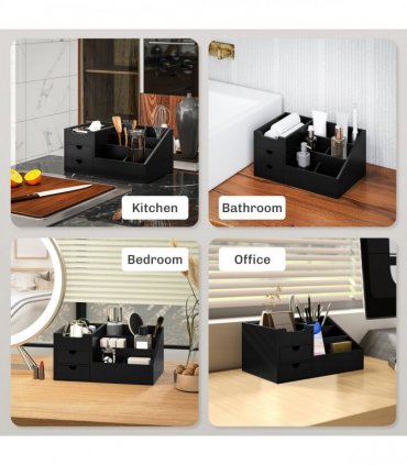 HOMCOM Organiser Holder Multi-Function Storage Caddy Drawers Black