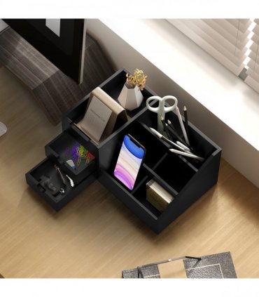 HOMCOM Organiser Holder Multi-Function Storage Caddy Drawers Black