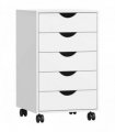 HOMCOM Mobile Vertical Filing Cabinet with 5 Drawers for Home Office, White